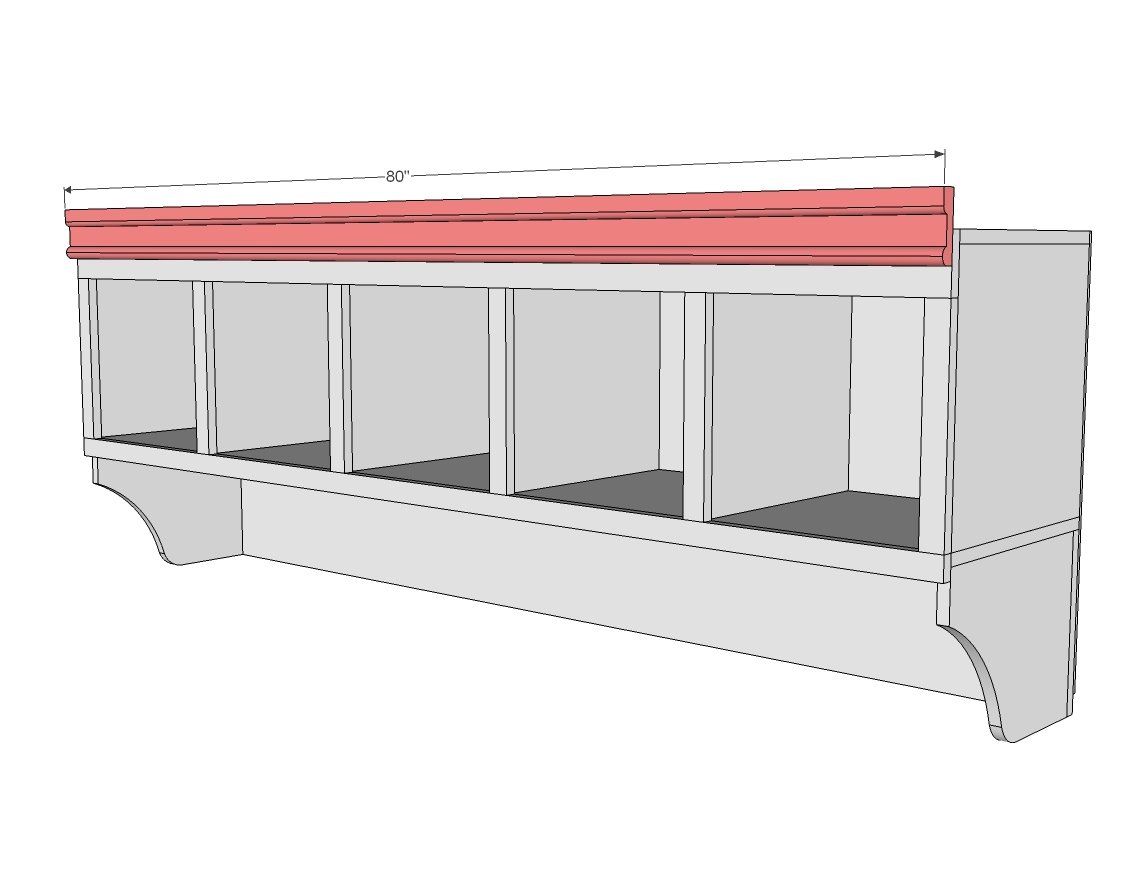 Large Custom Mudroom Organizer with Cubbies and Hooks — step 4