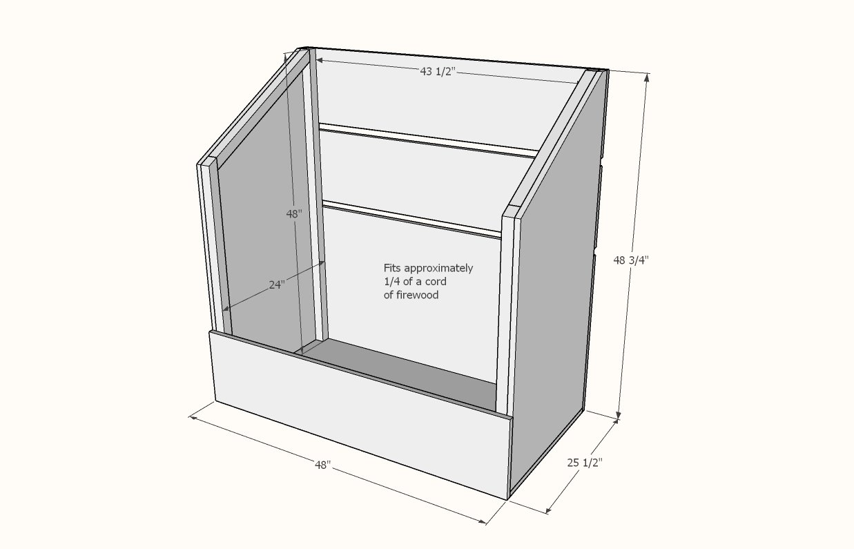 Large Firewood Box dimension diagram 1