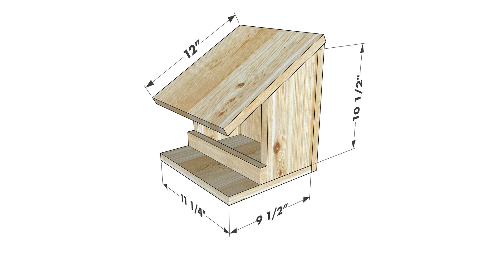 Large Open Bird Nesting House dimension diagram 1