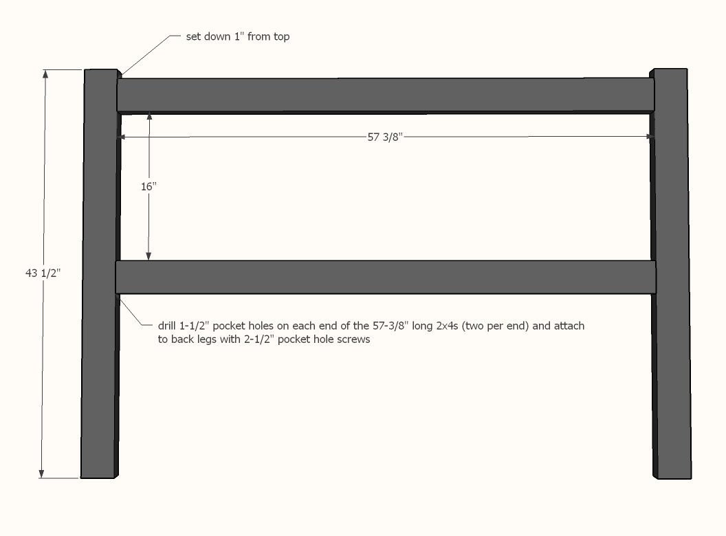 Large Outdoor Bench with X Backs — step 1