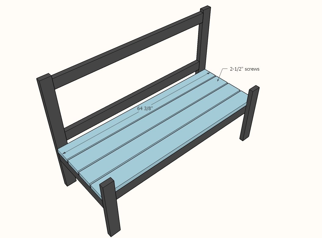 Large Outdoor Bench with X Backs — step 5