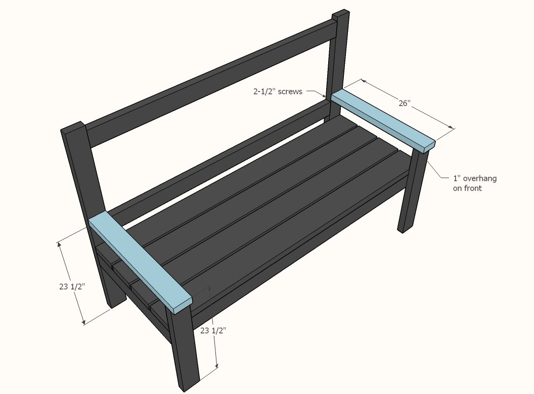 Large Outdoor Bench with X Backs — step 6