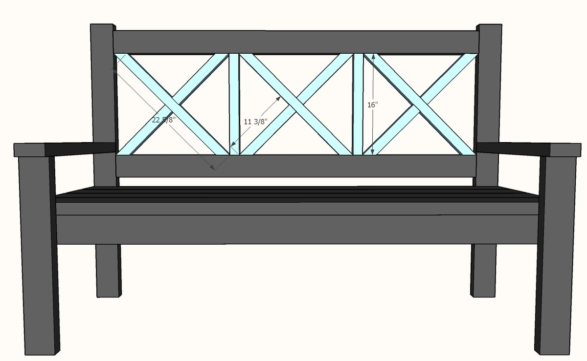 Large Outdoor Bench with X Backs — step 7