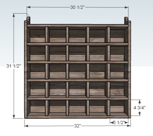 Large Square Wall Cubby Organizer for Small Items dimension diagram 1