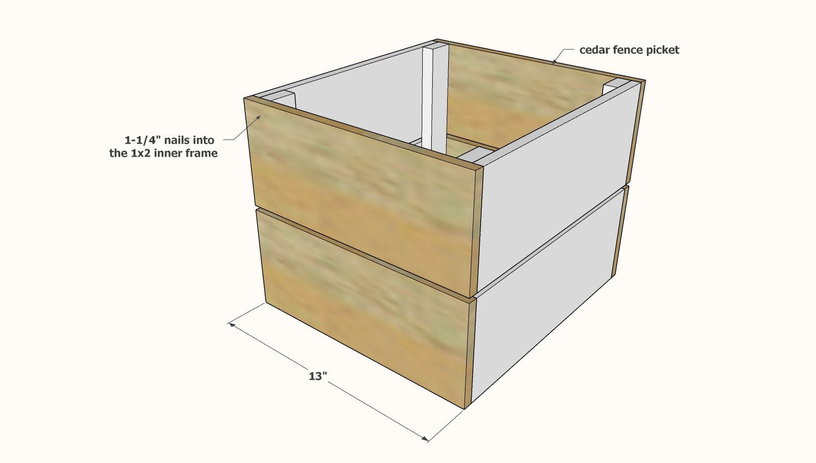 Large Wooden Milk Crate Tutorial using Cedar Fence Pickets — step 3