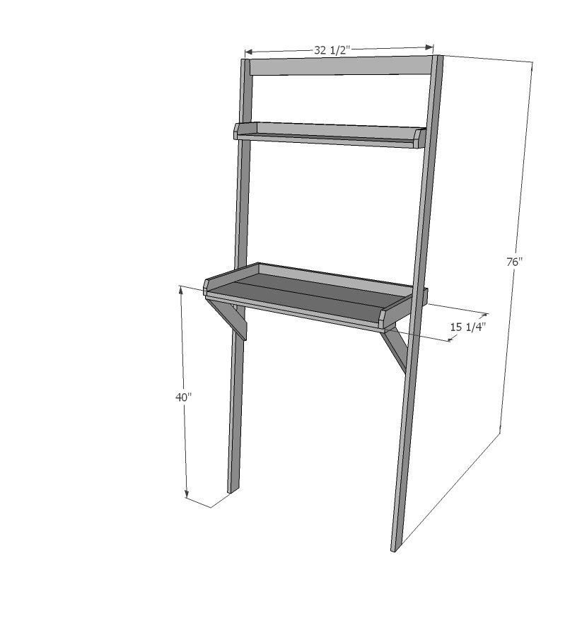 Leaning Standing Desk dimension diagram 1