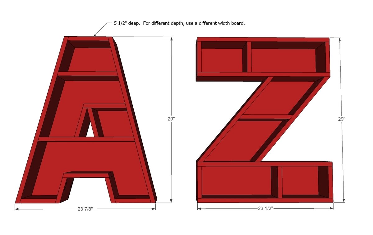 A Letter Shelf dimension diagram 1