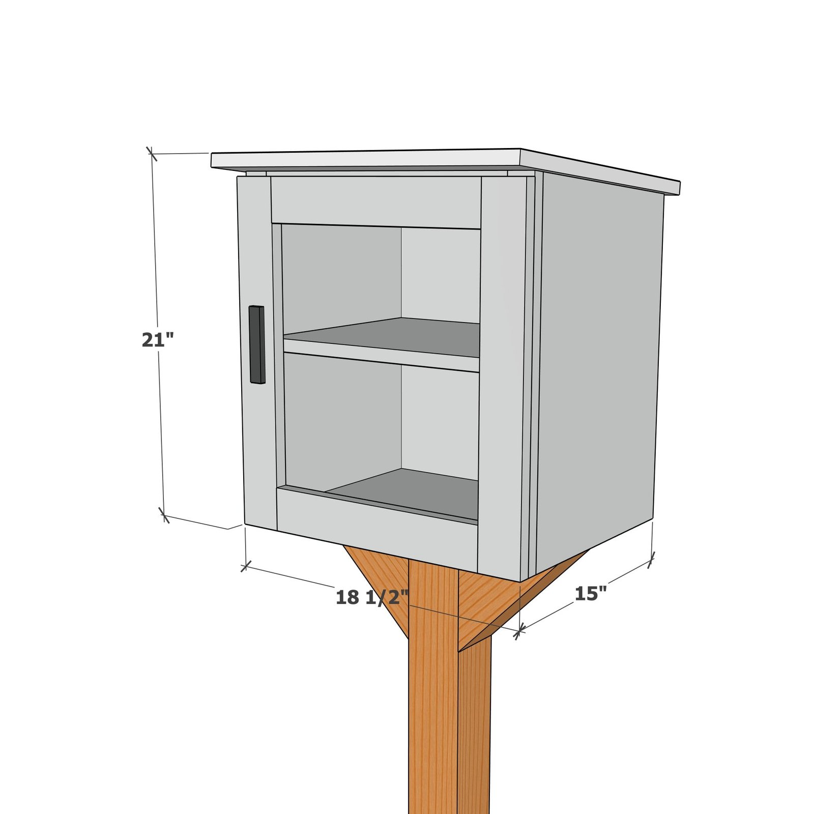 Little Library or Community Pantry Box dimension diagram 1