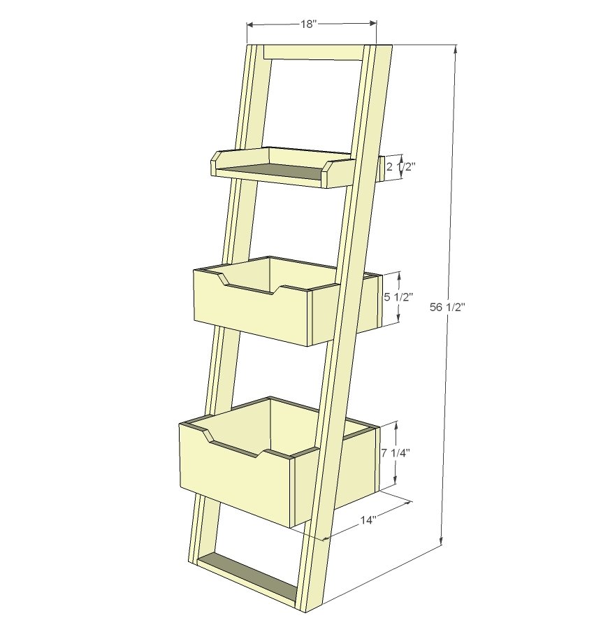 Little Sloan Leaning Bookshelf dimension diagram 1