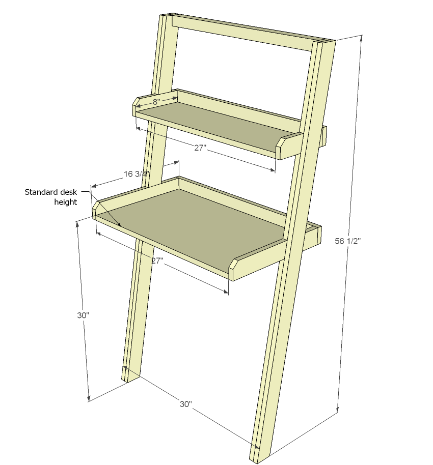 Little Sloan Leaning Desk dimension diagram 1