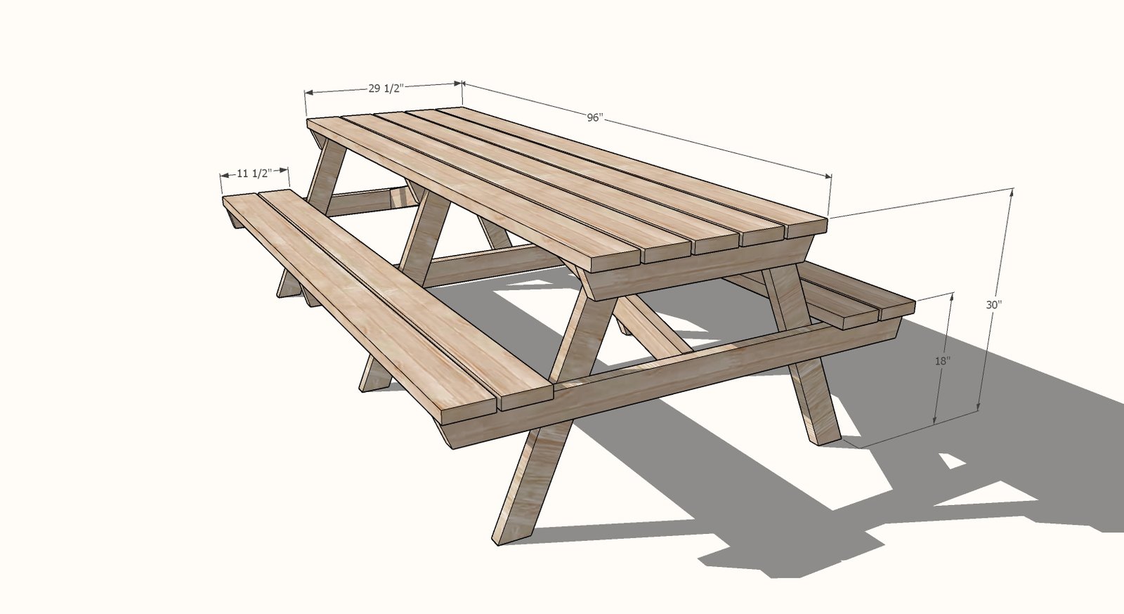 Long Picnic Table dimension diagram 1