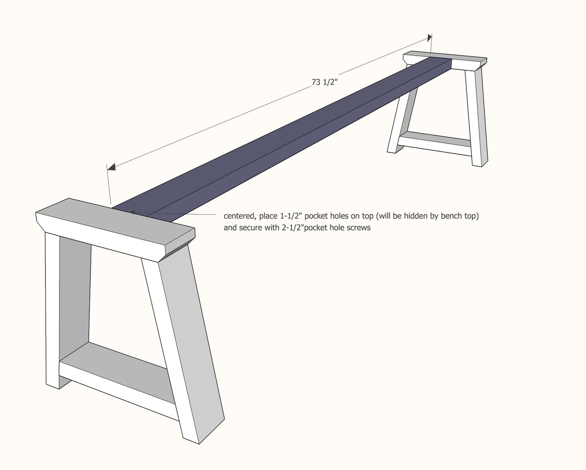 Long Wood Bench for Dining or Extra Seating — step 2