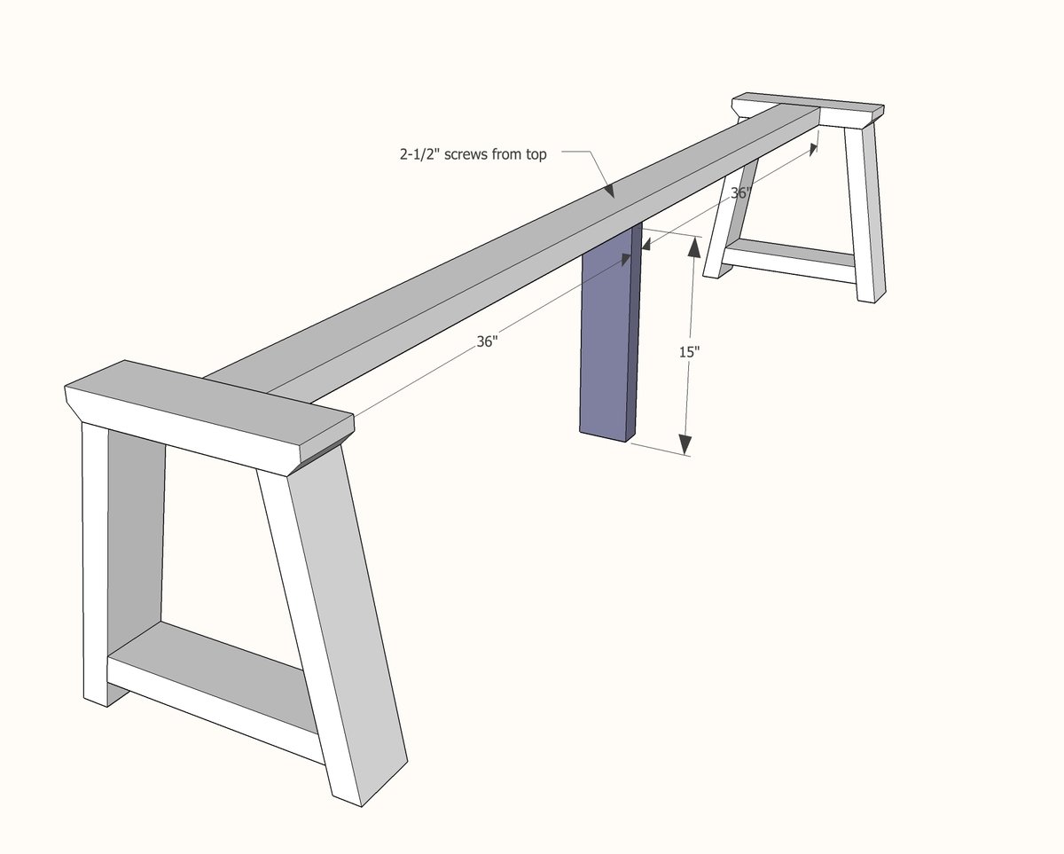 Long Wood Bench for Dining or Extra Seating — step 3
