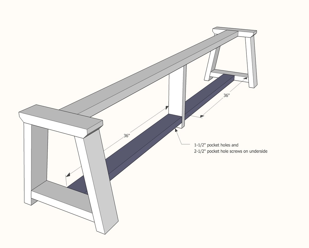 Long Wood Bench for Dining or Extra Seating — step 4