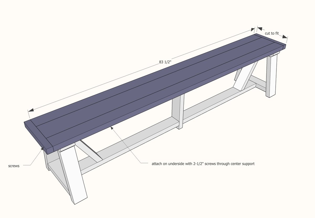 Long Wood Bench for Dining or Extra Seating — step 6