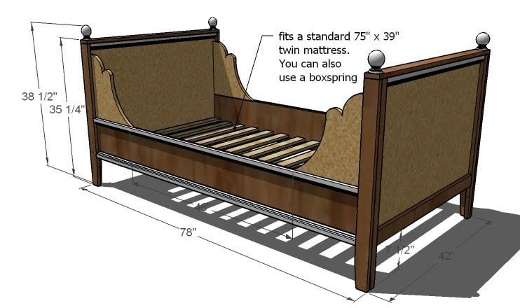 Lydia Daybed dimension diagram 1