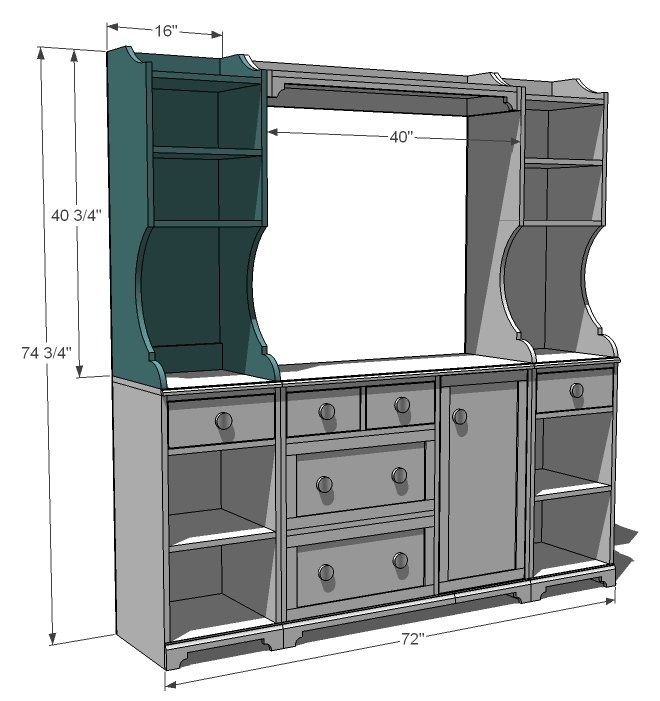 Madeline Side Hutch for Changing Wall dimension diagram 1