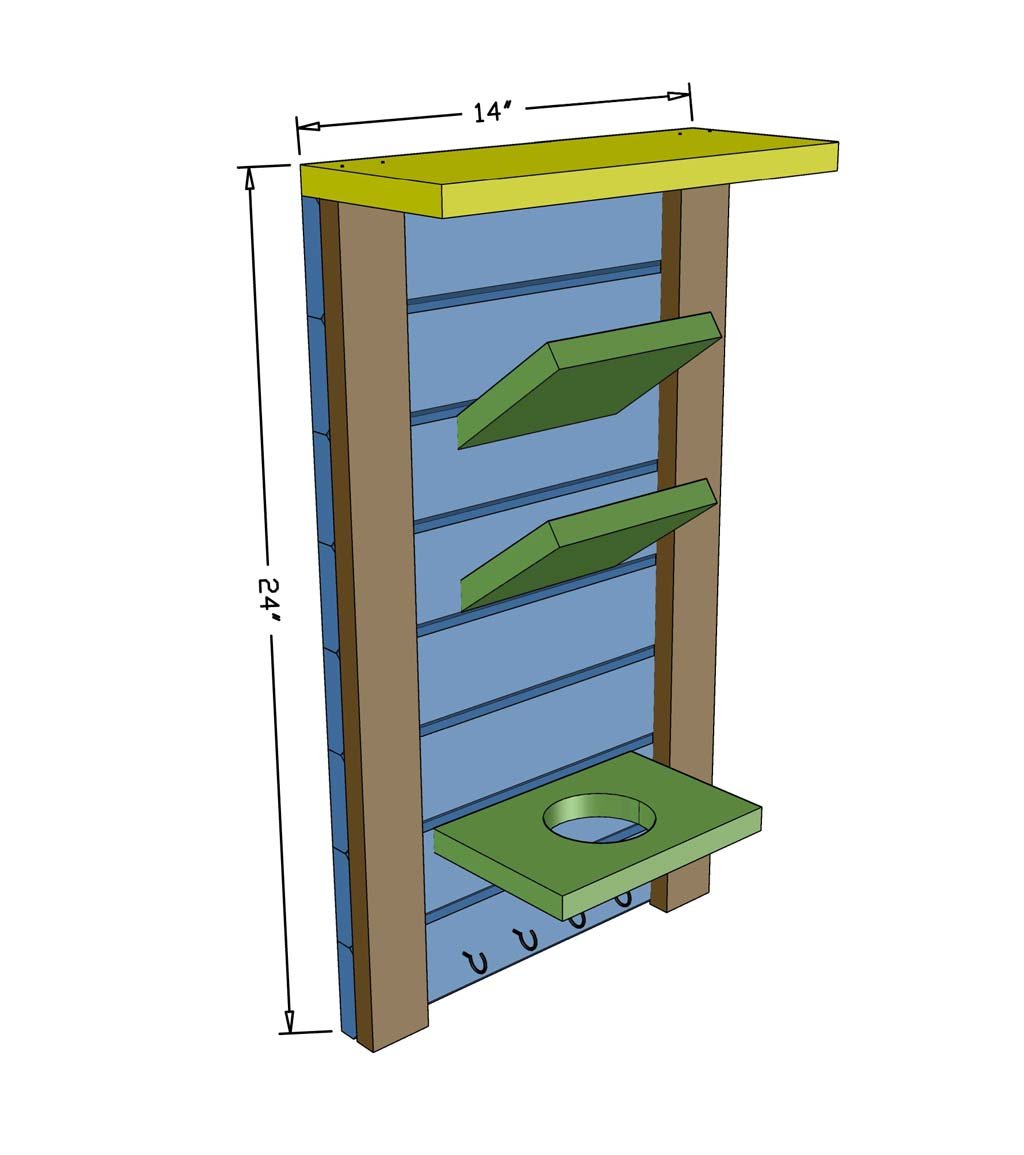 Mail and Key Organizer dimension diagram 1