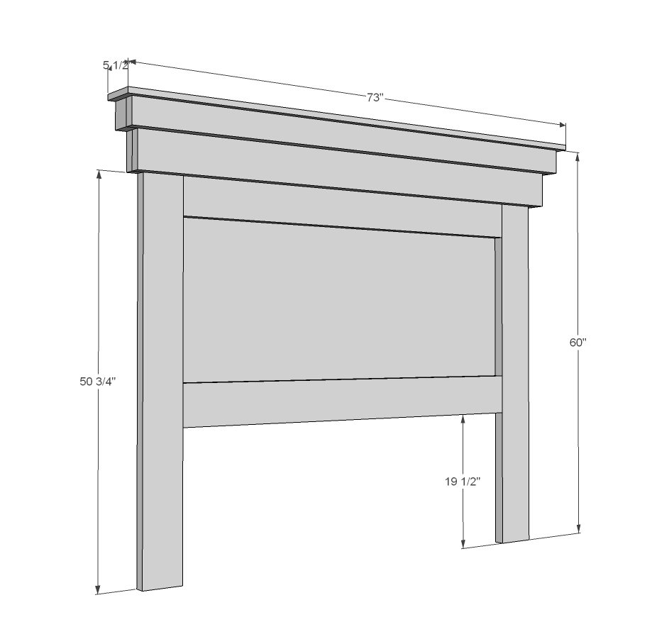 Mantle Moulding Headboard dimension diagram 1