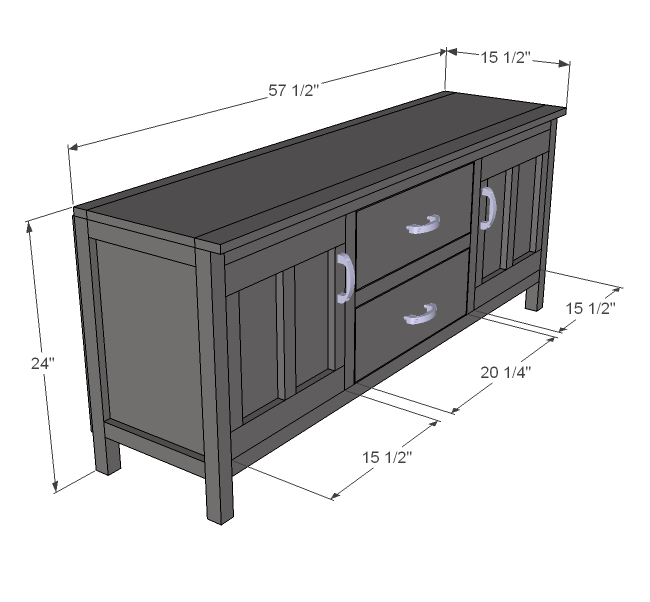 Media Console dimension diagram 1