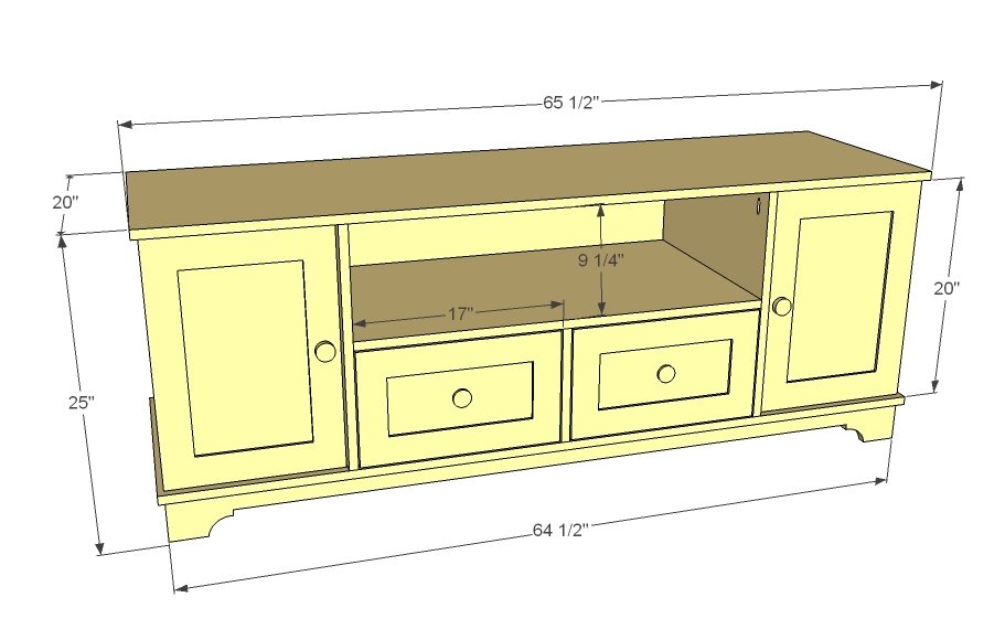 Media Console with DVD Drawer Storage, Cyndi Collection dimension diagram 1