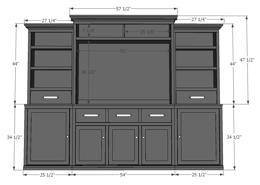 Media Hutch (Rebecca Media Suite) dimension diagram 1