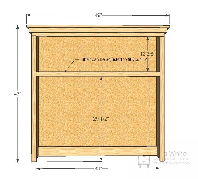 Media Hutch for the Turned Leg Media Console dimension diagram 1