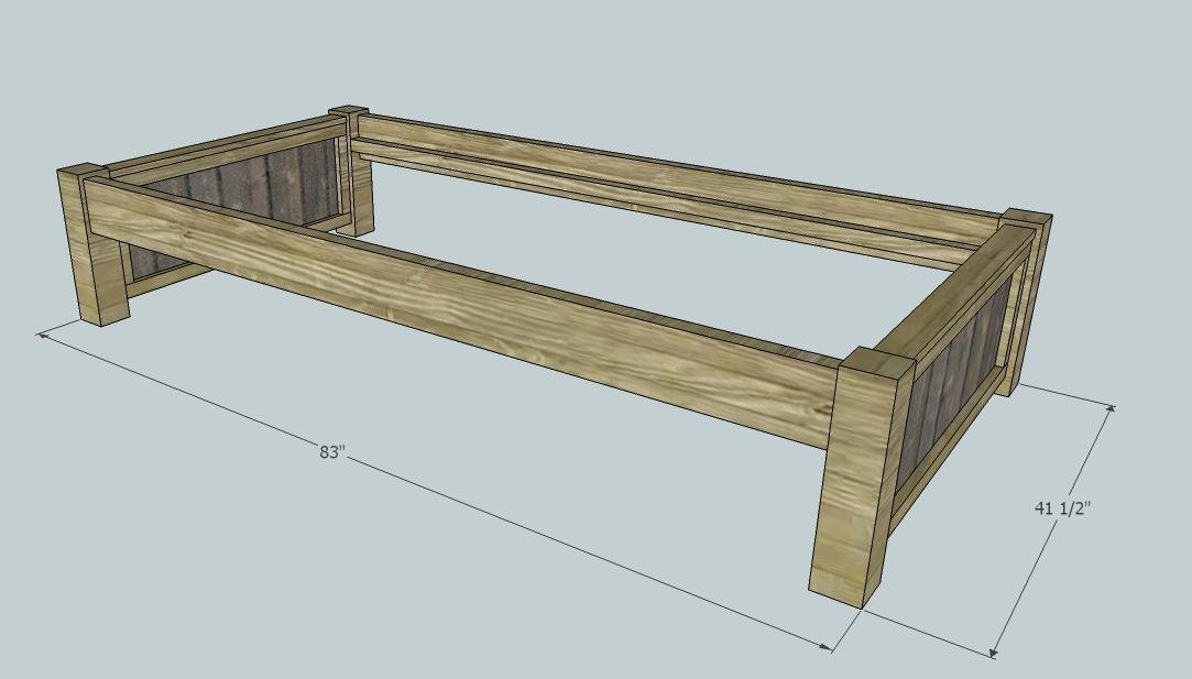 Michael Collection: Twin platform bed dimension diagram 1