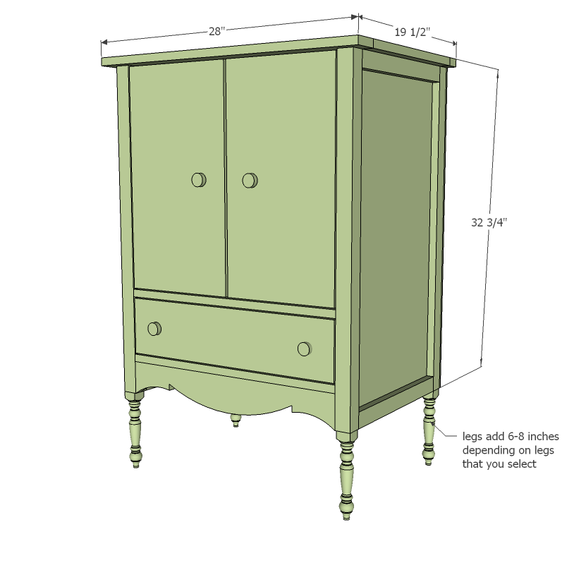 Mini Armoire Cabinet dimension diagram 1