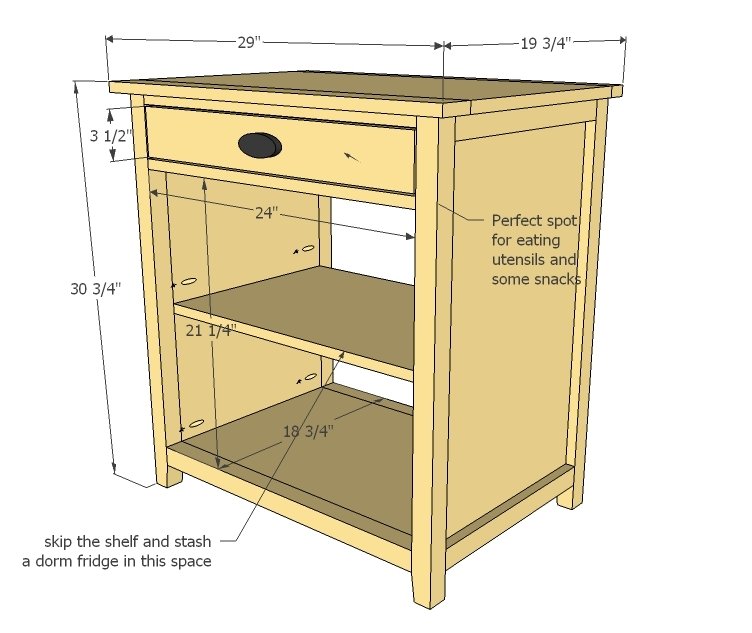 Mini Fridge Snack Cabinet dimension diagram 1