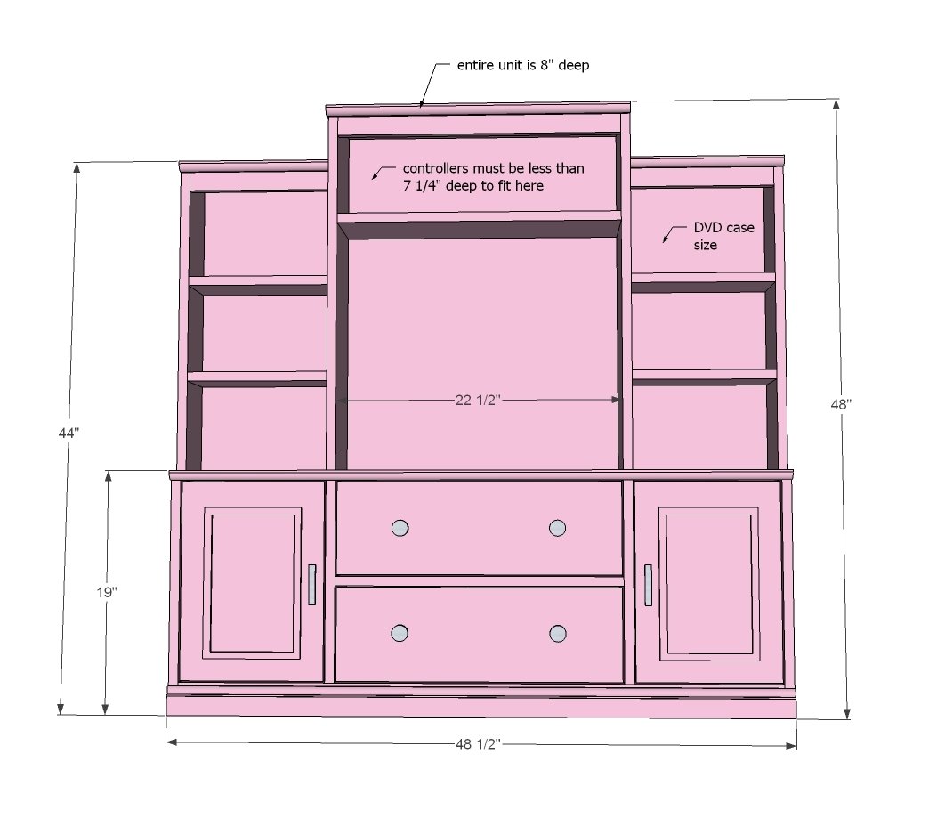 Mini Media Wall for Playhouse or Kids Room dimension diagram 1