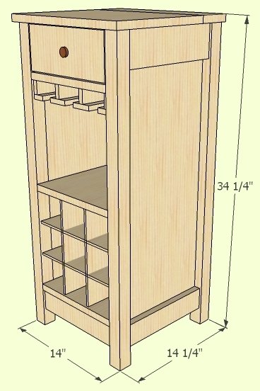 Mini Mod Wine Bar dimension diagram 1