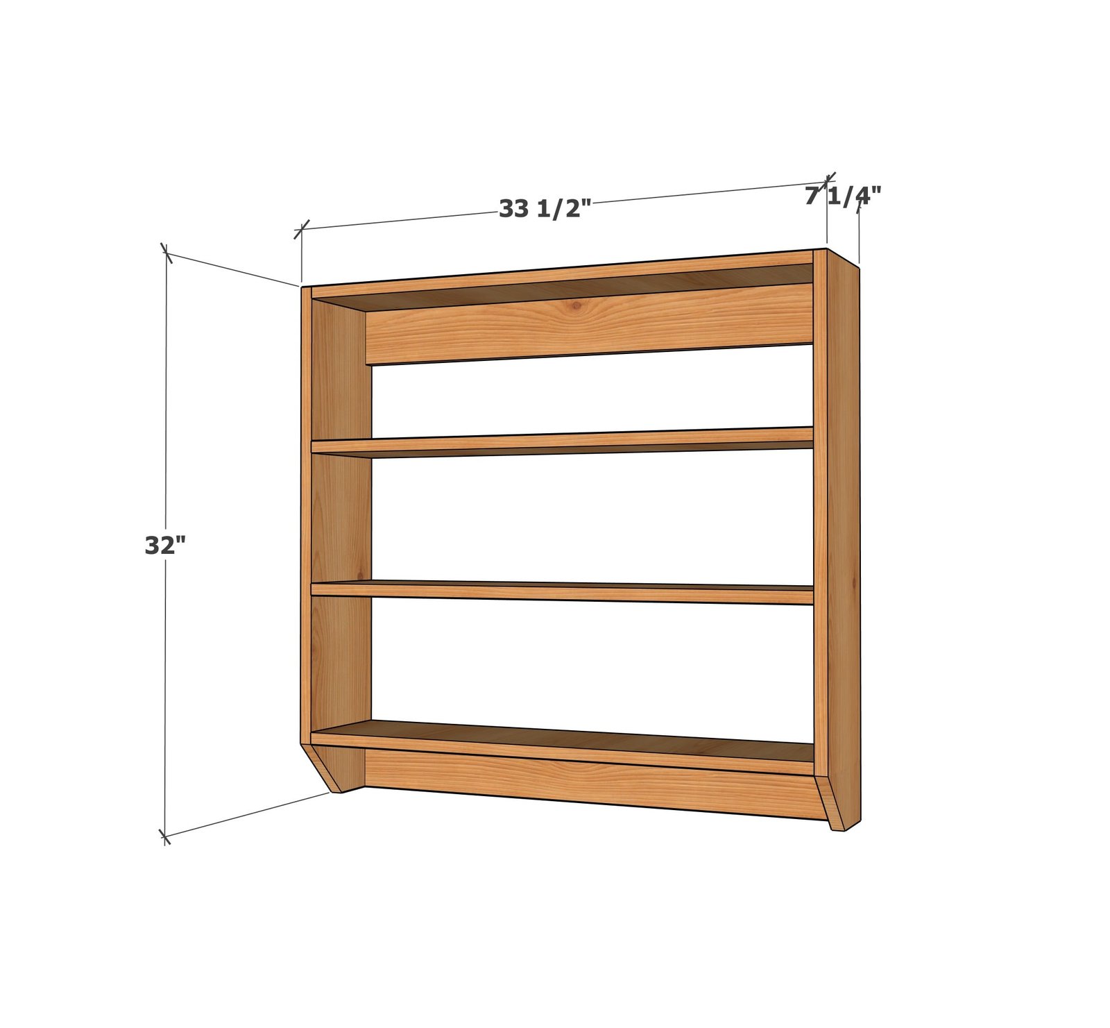 Minimal Waste 1x8 Shop Hutch dimension diagram 1