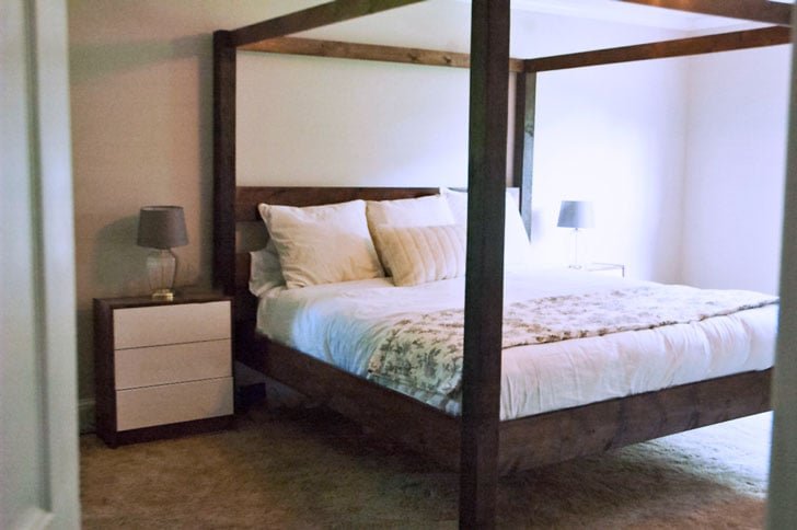 Minimalist Rustic Modern King Canopy Bed