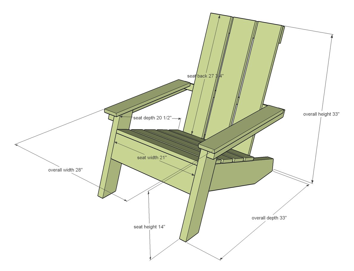 Modern Adirondack Chair dimension diagram 1