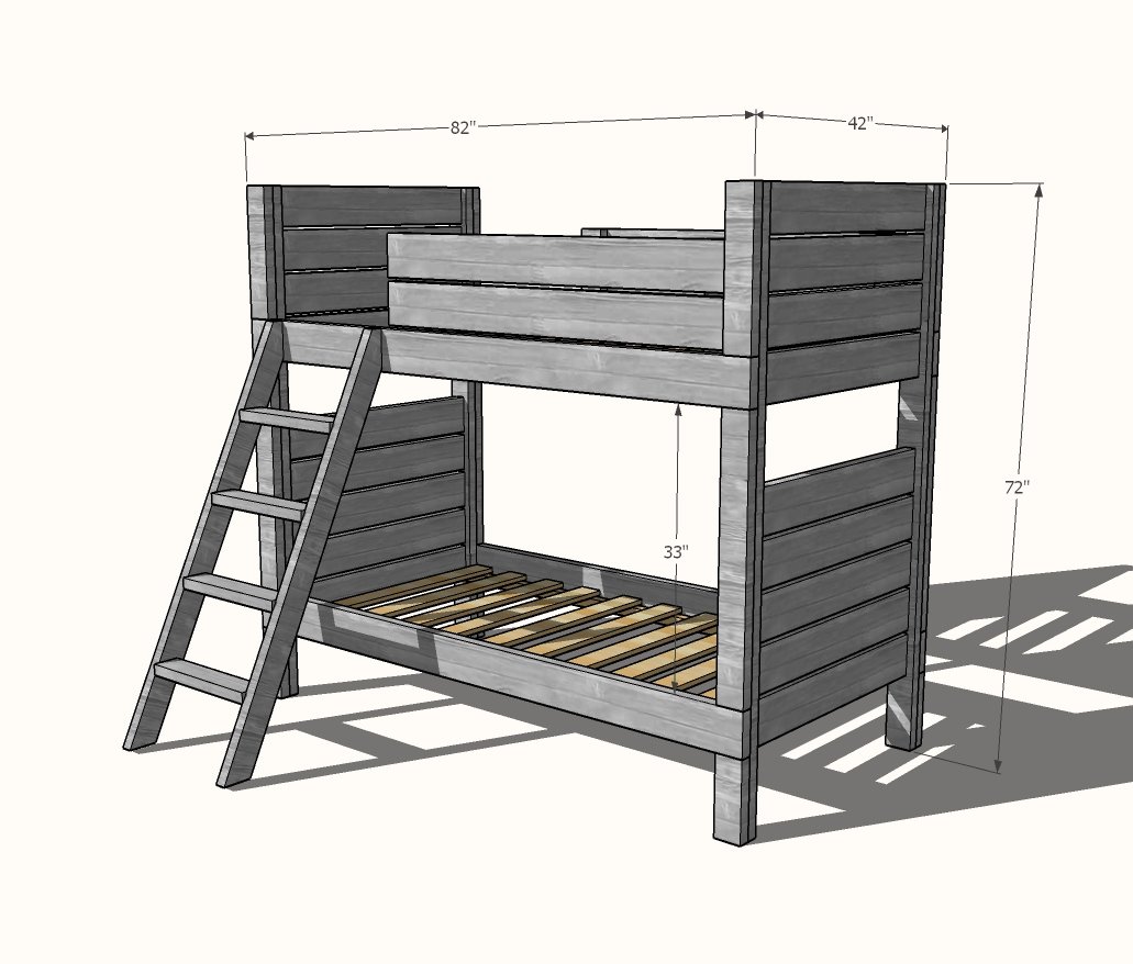 Modern Bunk Beds dimension diagram 1