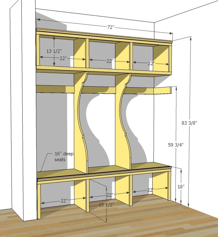 Modern Cottage Mudroom dimension diagram 1