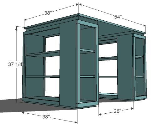 Modern Craft Table dimension diagram 1