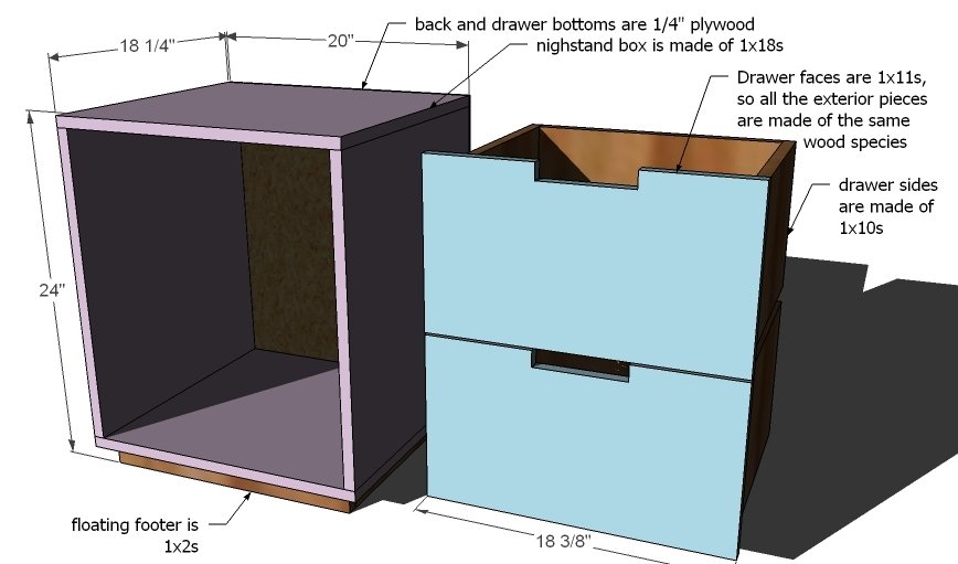 Modern Cutout Nightstand dimension diagram 1