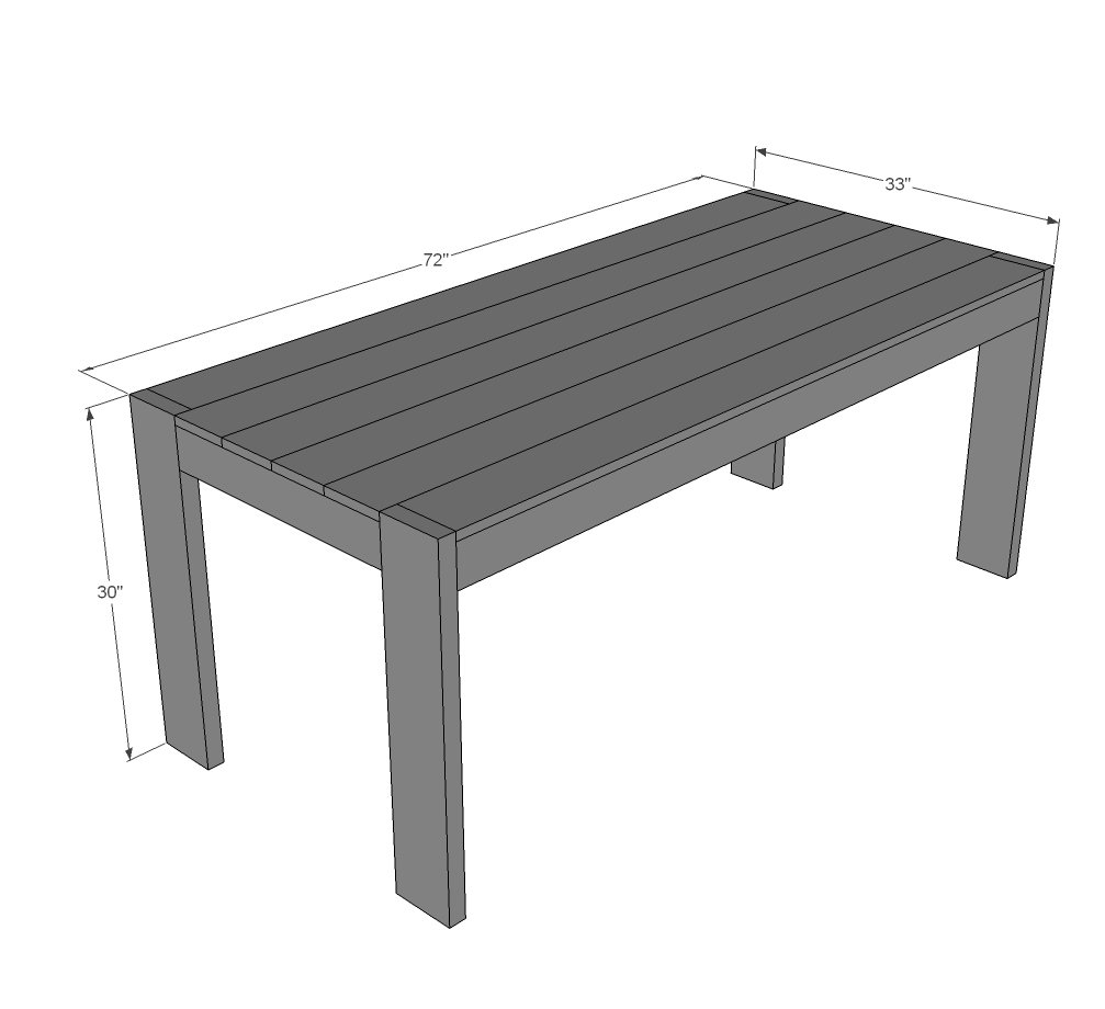 Modern Farm Table dimension diagram 1