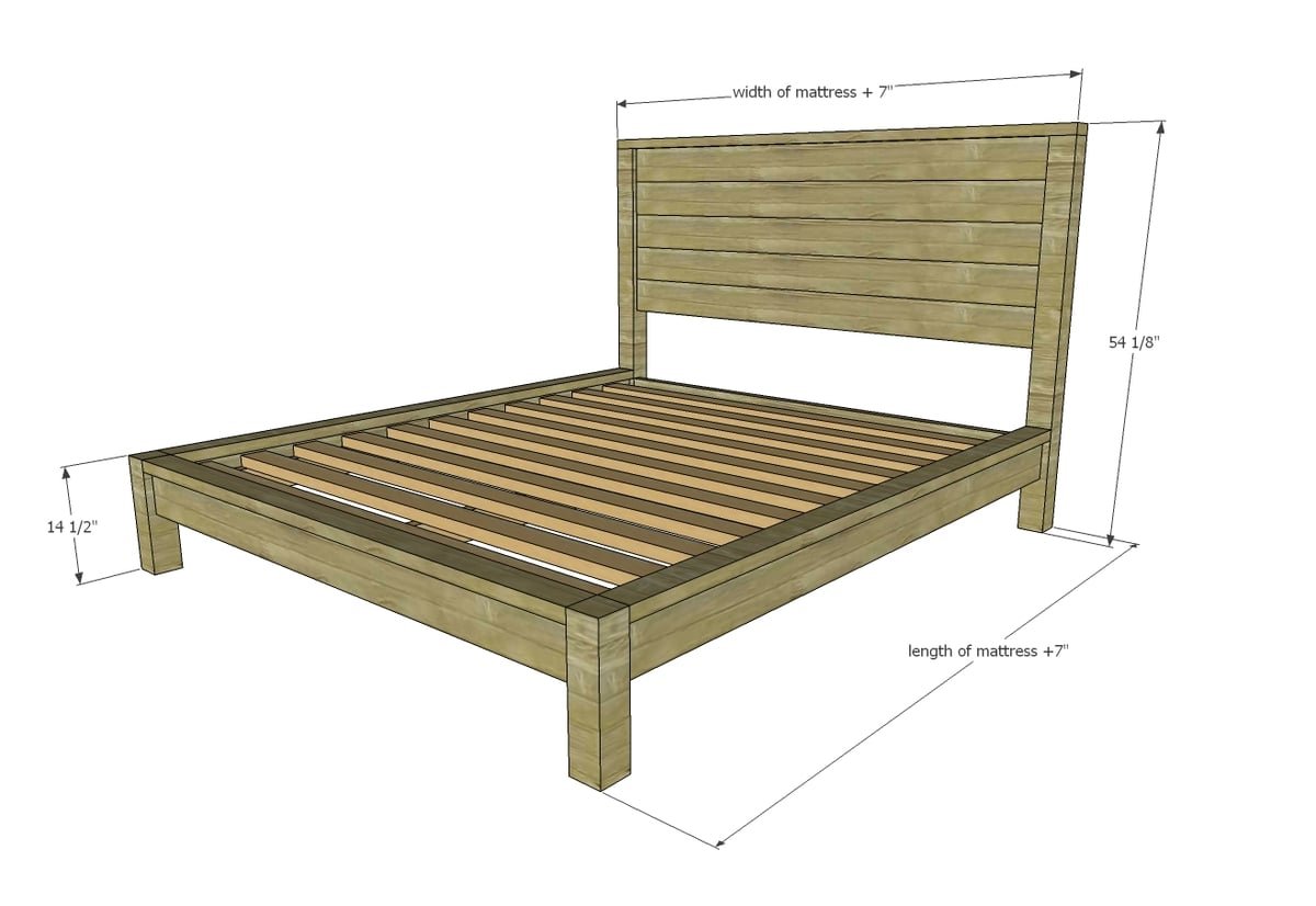 Modern Farmhouse Bed Frame dimension diagram 1
