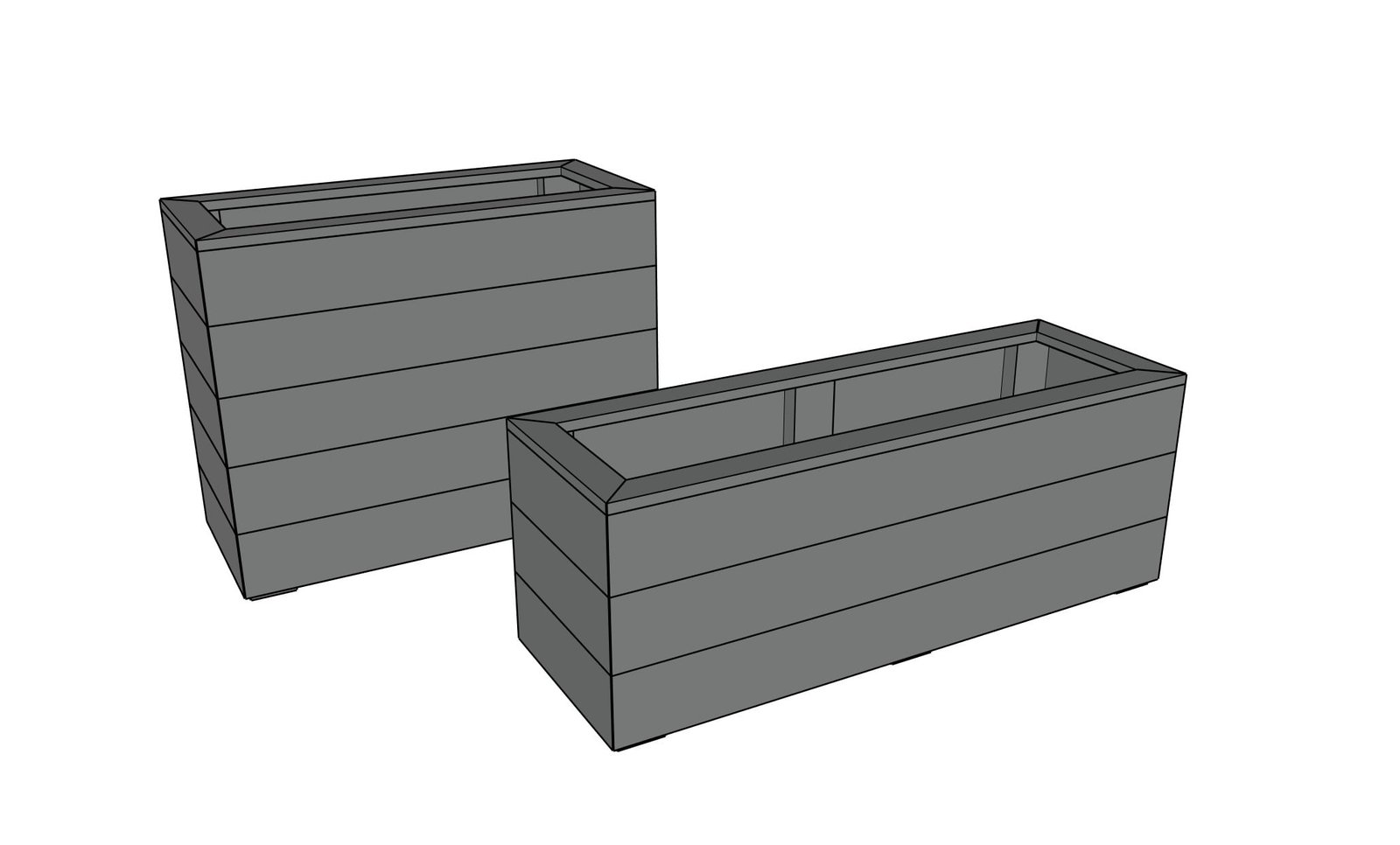 Modern Fence Picket Planter or Raised Bed dimension diagram 1