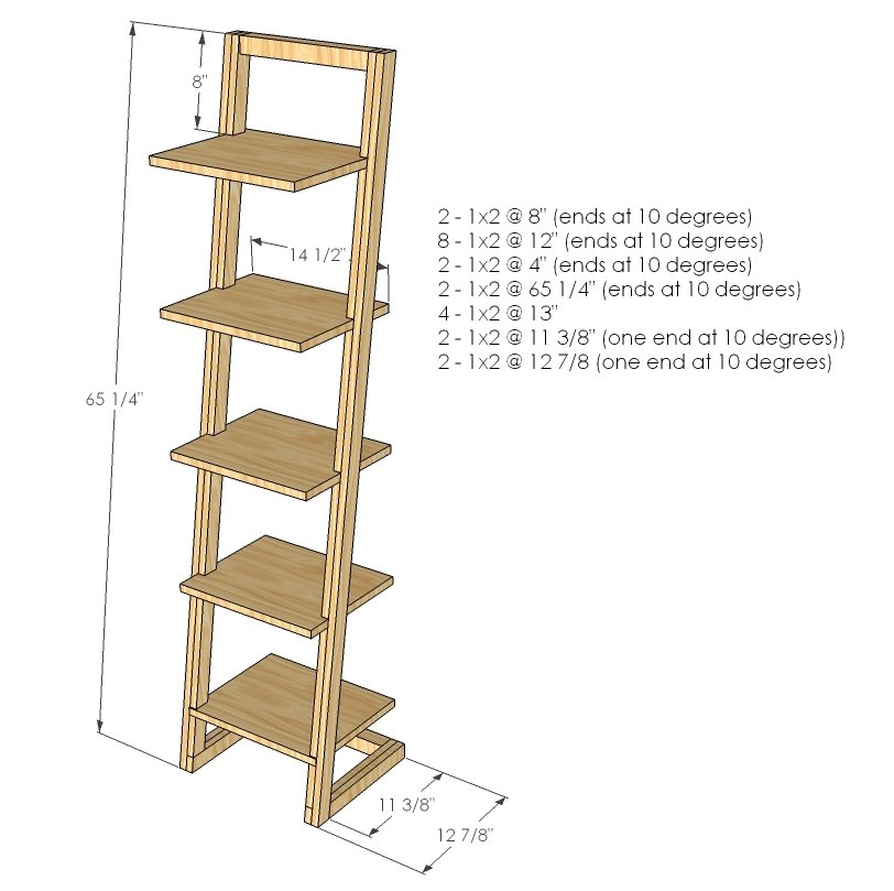 Modern Freestanding Angle Shelf dimension diagram 1