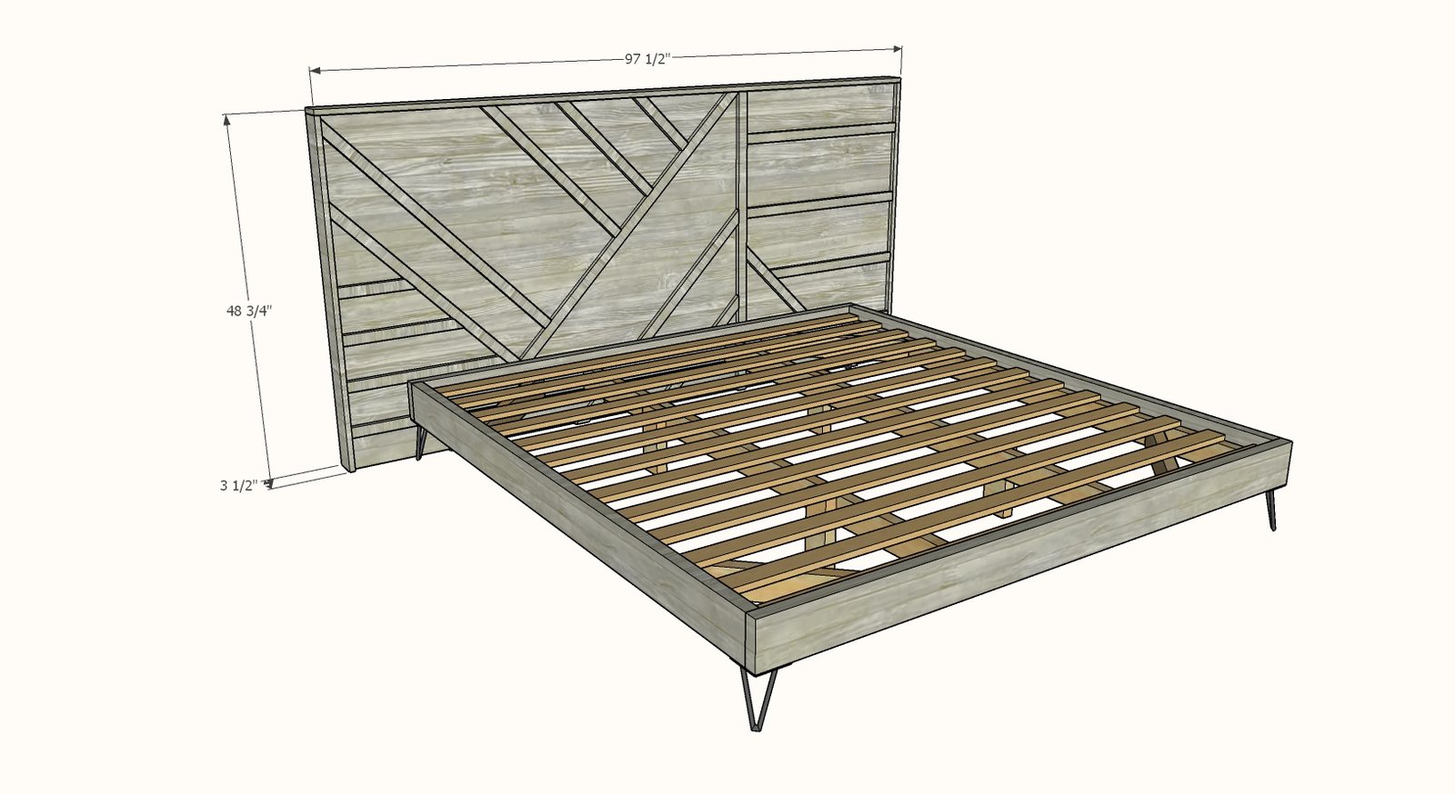 Modern Geo Headboard dimension diagram 1