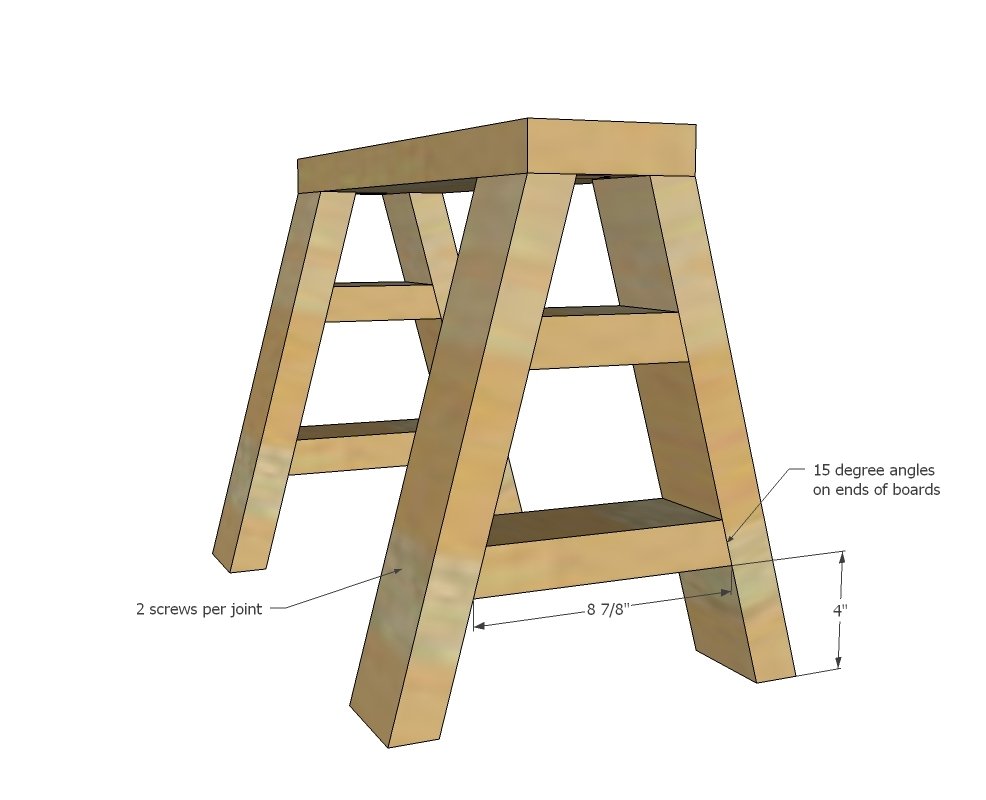 Modern Industrial Adjustable Sawhorse Desk to Coffee Table — step 3