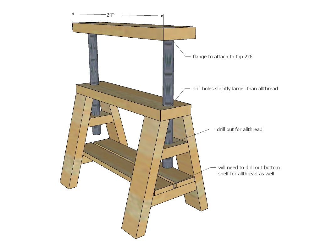 Modern Industrial Adjustable Sawhorse Desk to Coffee Table — step 5