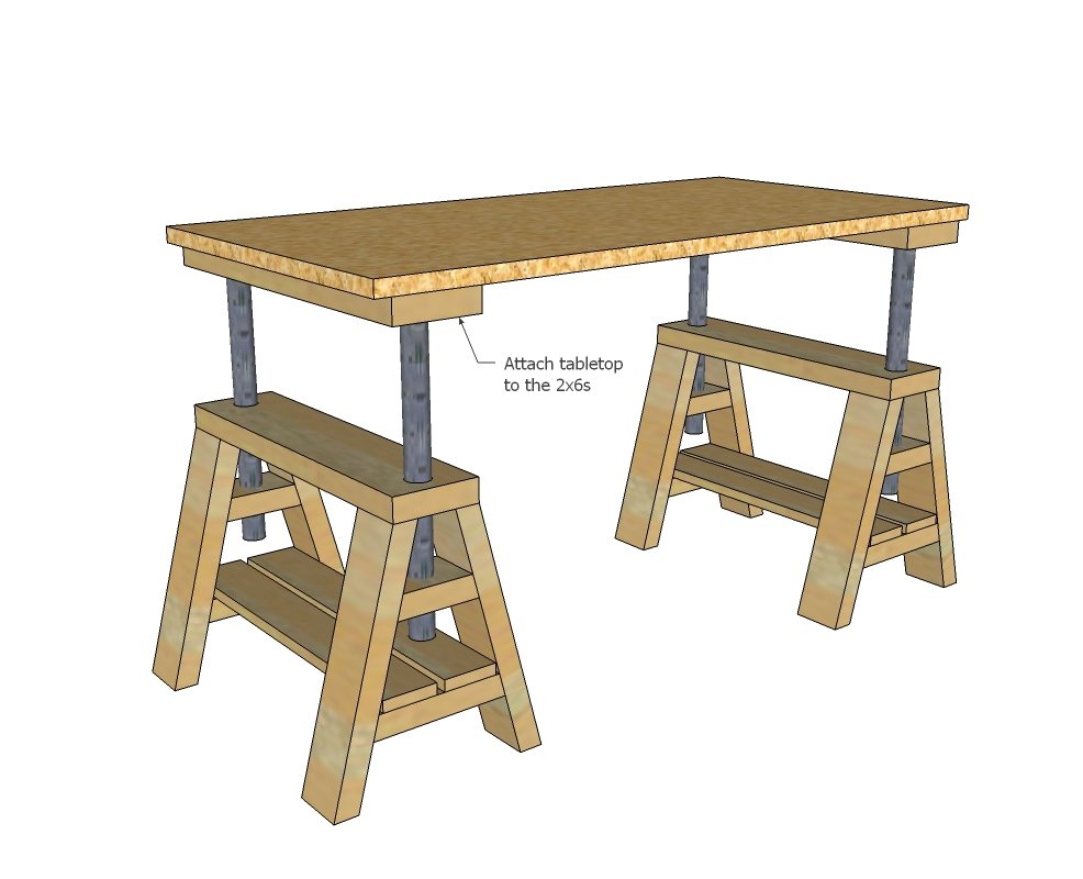 Modern Industrial Adjustable Sawhorse Desk to Coffee Table — step 6