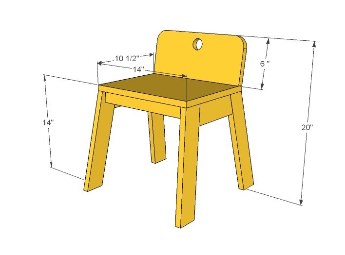 Modern Kids Chair dimension diagram 1