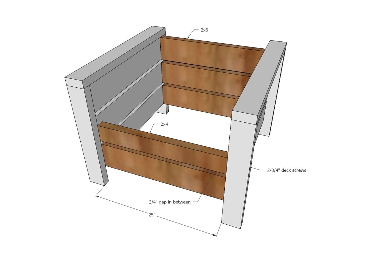 Modern Outdoor Chair from 2x4s and 2x6s — step 3