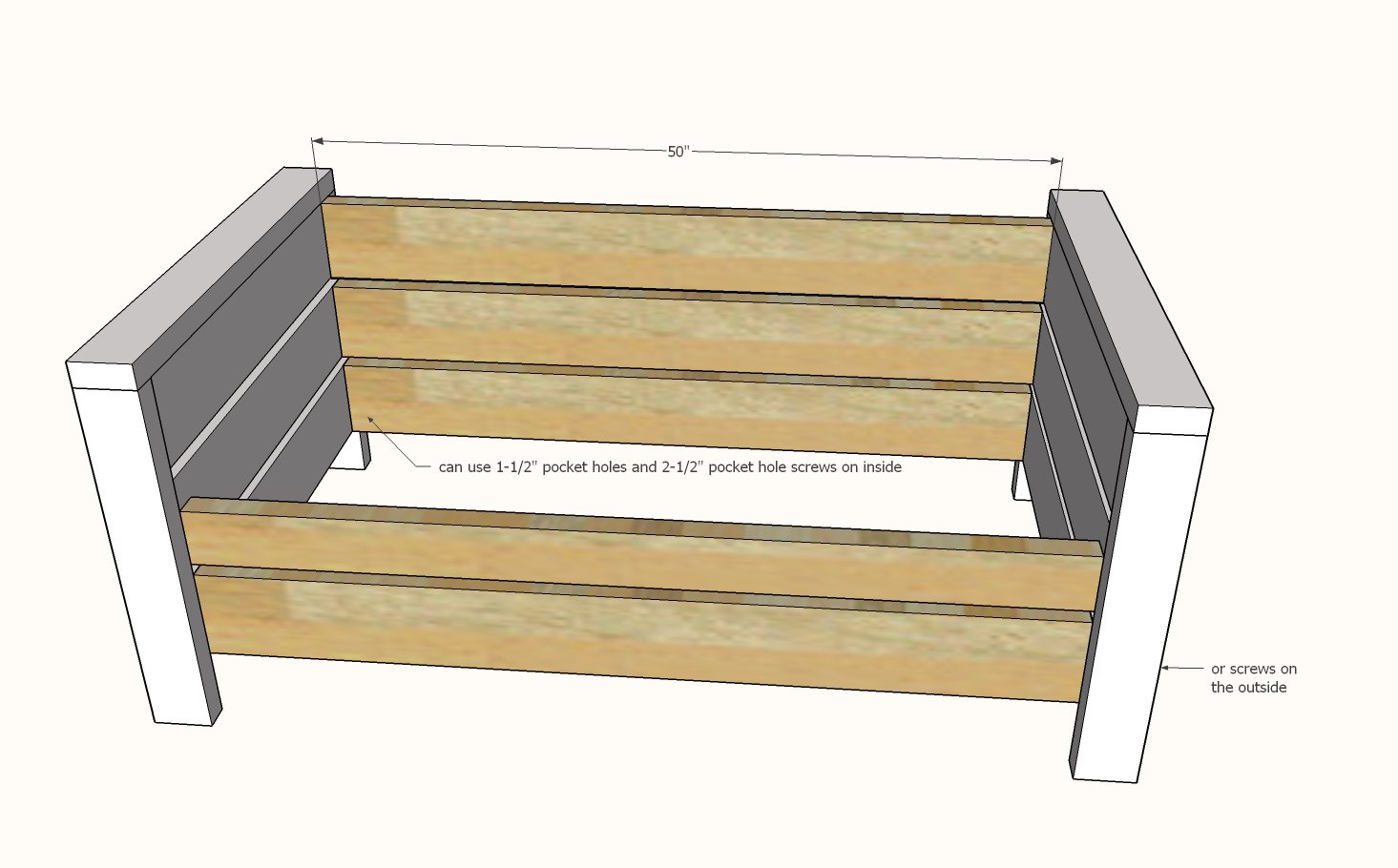 Modern Outdoor Loveseat from 2x4s and 2x6s — step 3